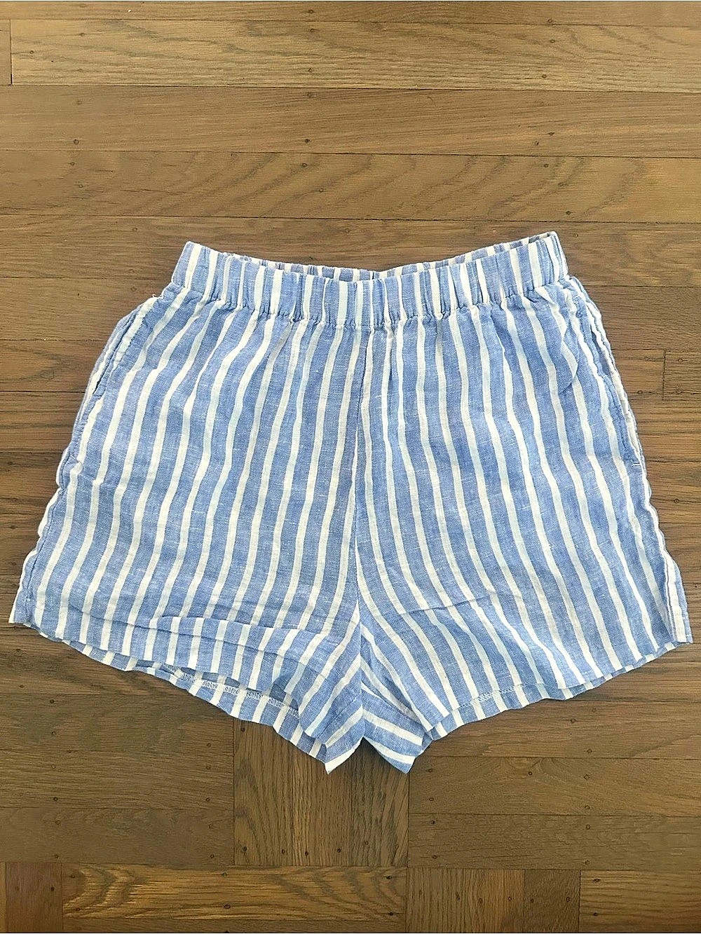 H&M Linen Striped High-Waist Shorts Size XS
